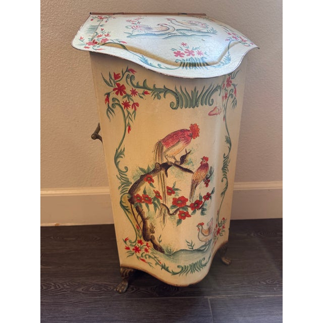 Antique Toleware Cole Bin With Brass Hardware For Sale - Image 12 of 12