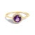 Contemporary 10K Yellow Gold Purple Amethyst and 3/8 Cttw Diamond Halo Jewelry Set (Earrings, Pendant & Ring) For Sale - Image 3 of 6