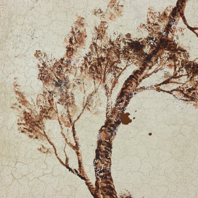 Cream Vintage Hand Painted Tole Tray Cream With Sepia Rococo Garden Swing Scene Rectangular Serving Tray For Sale - Image 8 of 13