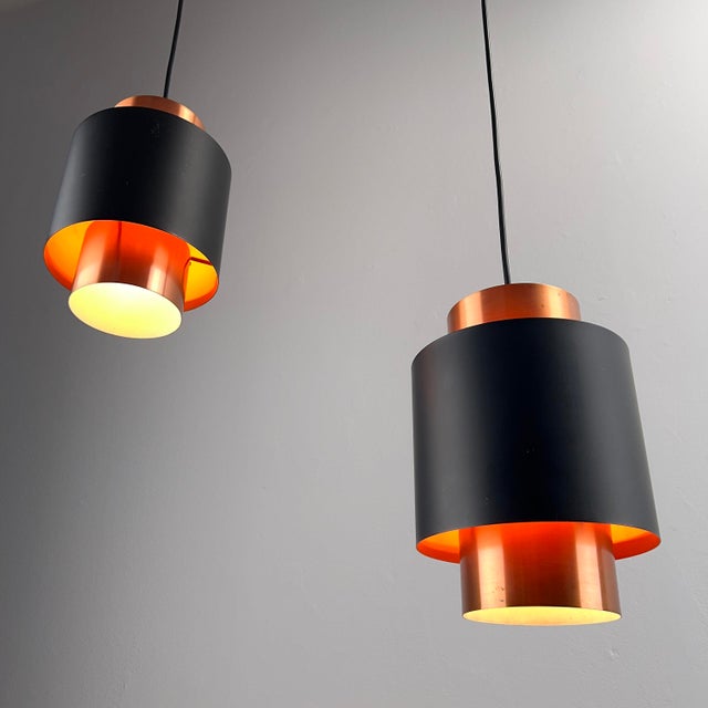 Mid-Century Modern Mid-Century Modern Model Tunika Pendant Lights by Jo Hammerborg for Fog & Morup, Denmark, 1960s, Set of 2 For Sale - Image 3 of 7