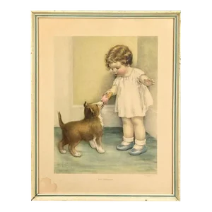 Early 20th Century Bessie Pease Gutmann the Reward Print on Paper, Framed