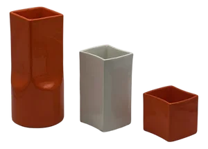 Space Age Ceramic Vases in Orange and White from Gabbianelli, 1960s, Set of 3
