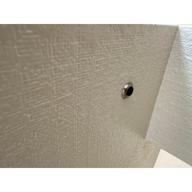 Very Heavy Vintage Modern White Rafia Gaming Card Table Style and Quality of Karl Springer For Sale In West Palm - Image 6 of 11