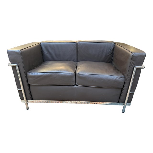 Modern Classics Corbusier Style Petite Loveseat For Sale