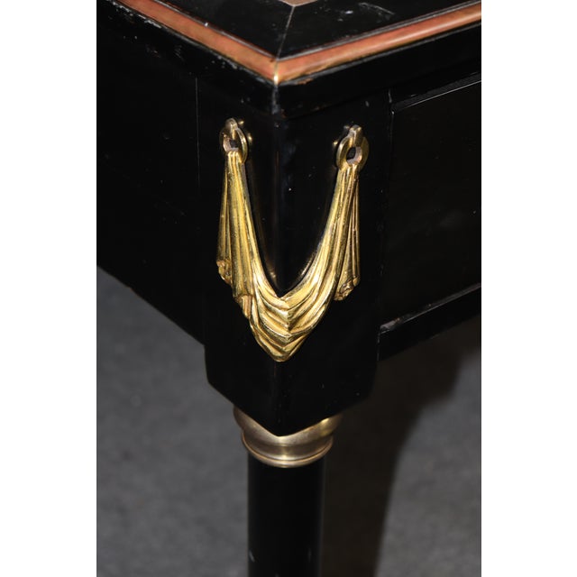 Maison Jansen Attributed Ebonized Leather Top Louis XVI Writing Desk For Sale - Image 11 of 13