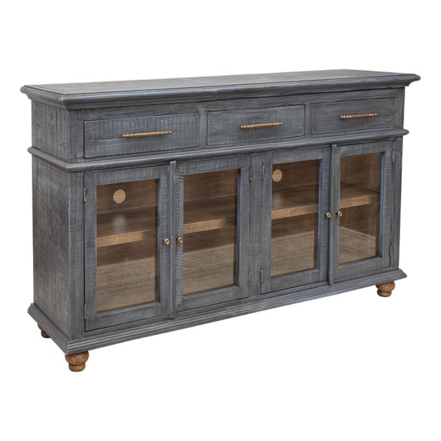 Flora Rustic Modern Solid Wood Sideboard Console For Sale