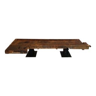 Antique Carpenters Bench Coffee Table For Sale