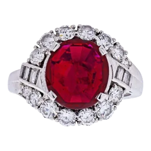 J.E. Caldwell & Co. 2.52 Carat No Heat Thai Ruby & Diamond Platinum Ring