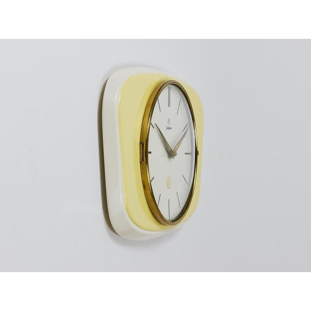 Pastel Yellow Midcentury Wall Clock in the style of Max Bill from Junghans, Germany, 1950s For Sale - Image 11 of 12
