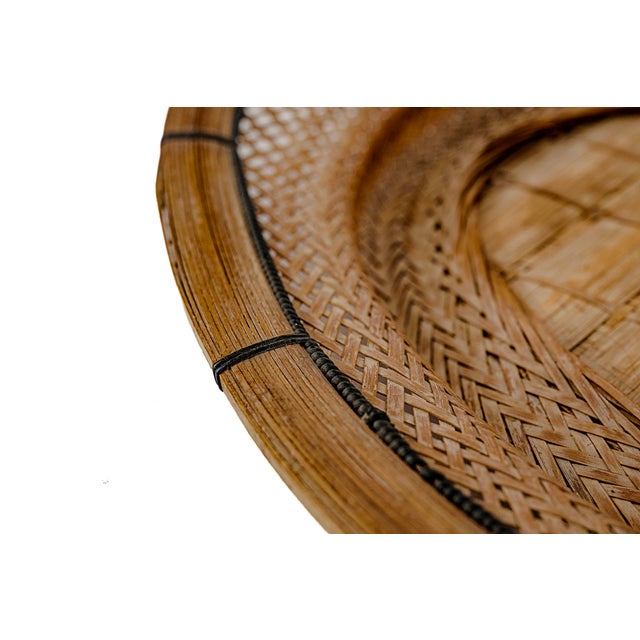 Wood Vintage Handcrafted Philippines Woven Bamboo & Rattan Serving Tray For Sale - Image 7 of 9