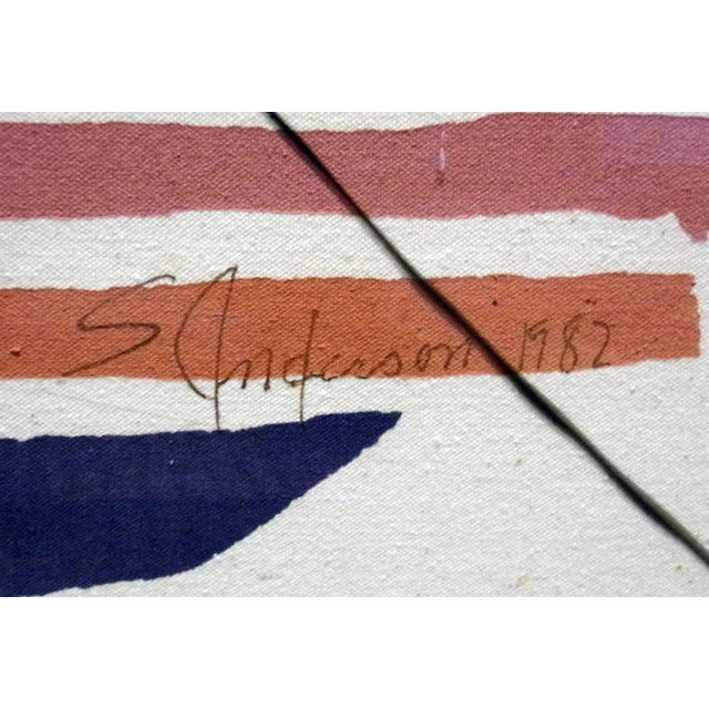 Impressionist 1980s Sally Anderson "Assemblage With Blue" Original Signed Painting For Sale - Image 3 of 7