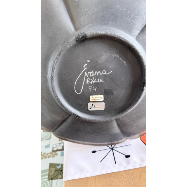 Contemporary Vintage 1994 Tony Evans Raku Pottery Large Charger Platter Studio Art For Sale - Image 3 of 6