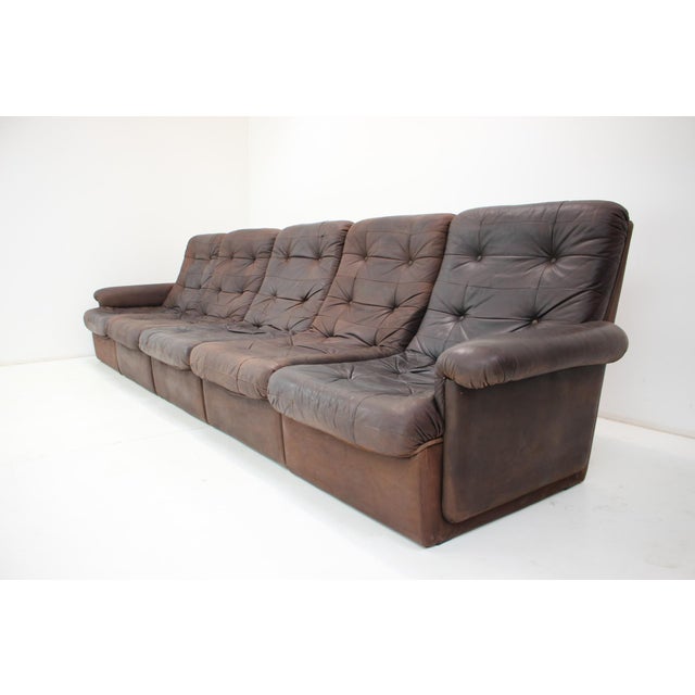 1980s Modular Five Seater Sofa in Leather, 1980s, Set of 5 For Sale - Image 5 of 18