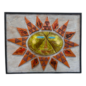 1970's Vintage Ceramic Wall Sun Burst Sculpture