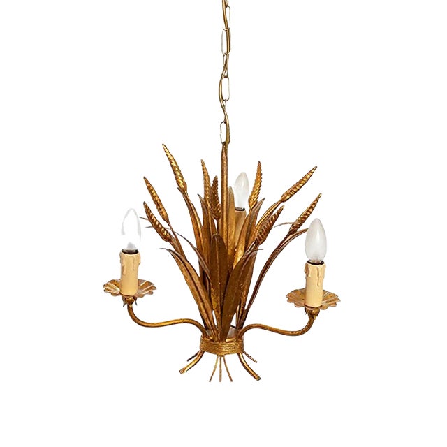 French Wheat Sheaf Pendant Lamp, 1970s For Sale