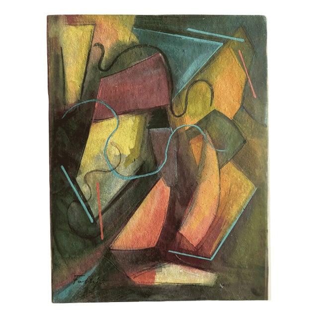 Frantisek Foltyn, Abstract Composition, Gouache, 1950s For Sale