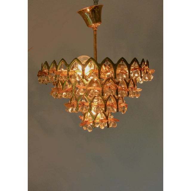 Vintage Murano Glass and Gilt Metal 4-Light Fruit Chandelier, 1970s For Sale - Image 4 of 11