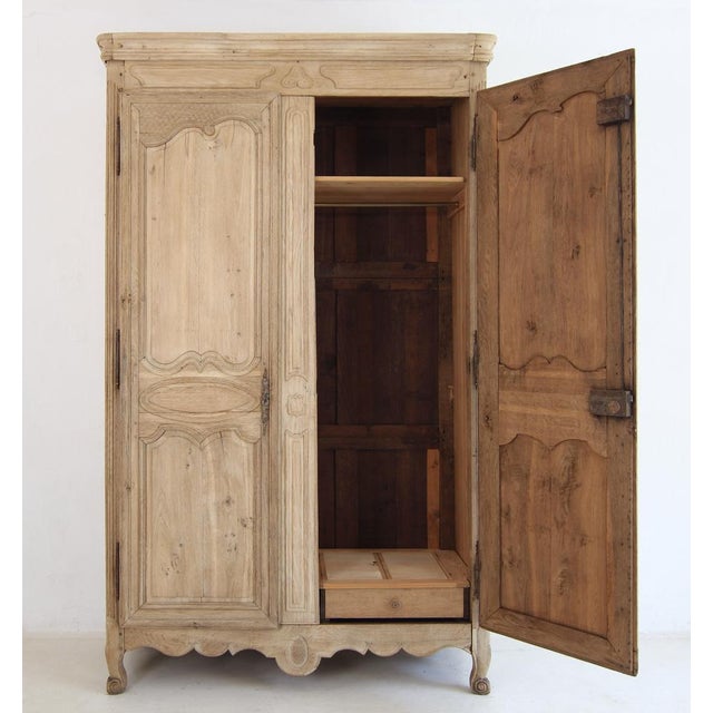 19th Century French Provincial Bleached Oak Wardrobe For Sale - Image 6 of 18