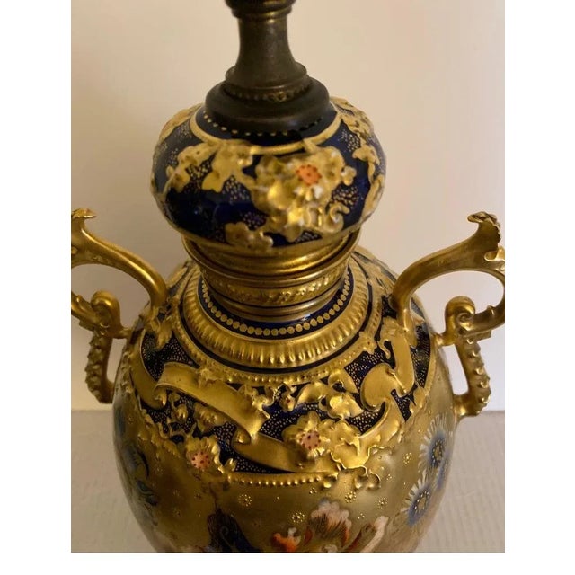 Mid 19th Century Cobalt and Gold Encrusted 19th Century Royal Crown Derby Lamp For Sale - Image 9 of 13