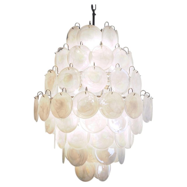 Italian Iridescent Murano Glass Disc Chandelier from Justfurnituress For Sale - Image 17 of 17
