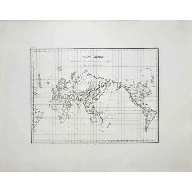 Map of the World is an Original Etching realized by an unknown artist of 19th century in 1820. Very good condition on two...
