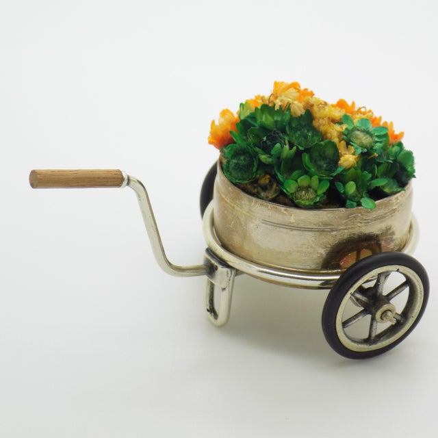 Forest Green Vintage Italian Handmade Silver Flower Cart Figurine from Sacchetti, Tuscany, 1970s For Sale - Image 8 of 13