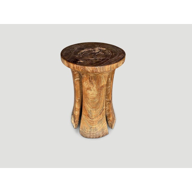 Bronze Andrianna Shamaris Sculptural Teak Wood Side Table or Pedestal For Sale - Image 8 of 18