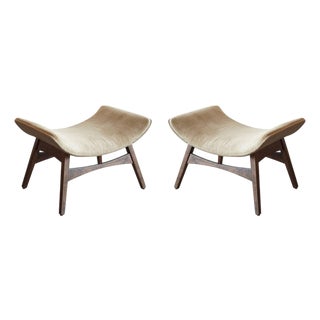 Curved Walnut Stools by Mel Abitz, C. 1960s For Sale