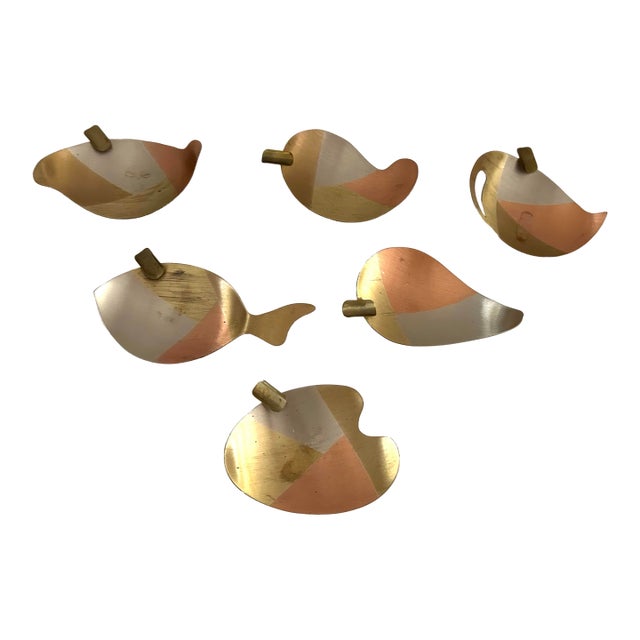 MCM Metals Cadado Mixed Metal Ashtrays Set of 6 For Sale