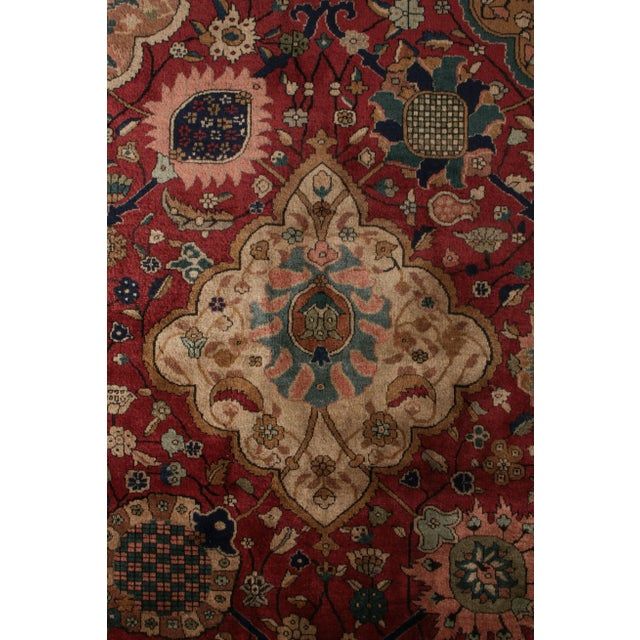 Hand-Knotted Antique Shahrestan Rug in Red and Beige-Brown Floral Pattern For Sale - Image 4 of 6