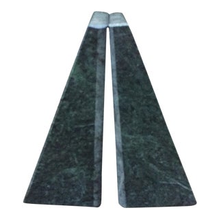 Verde Green Marble Architectural Bookends - A Pair For Sale