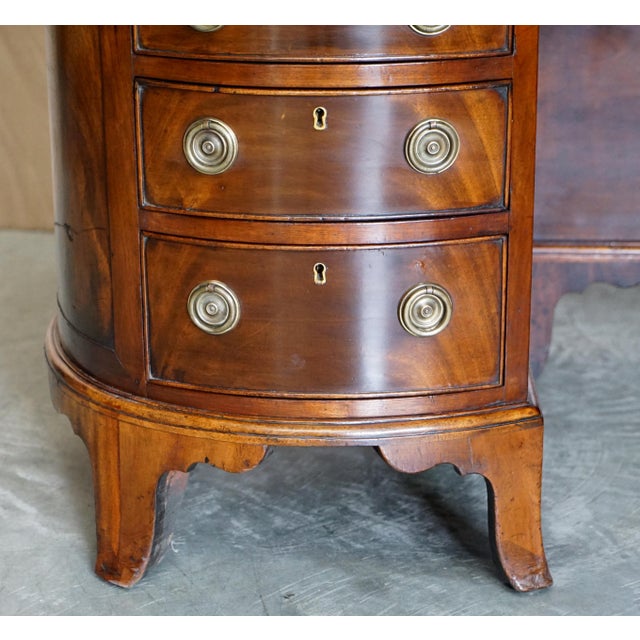 Wood Antique Victorian Back Leather Top Kidney Desk Bookcase For Sale - Image 7 of 18