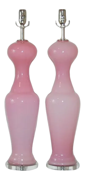 Vintage Murano Glass Lamps Pink