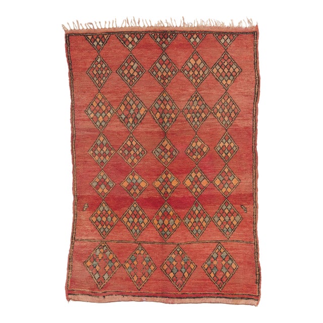 Vintage Red Boujad Moroccan Rug - 05'10 X 08'05 For Sale