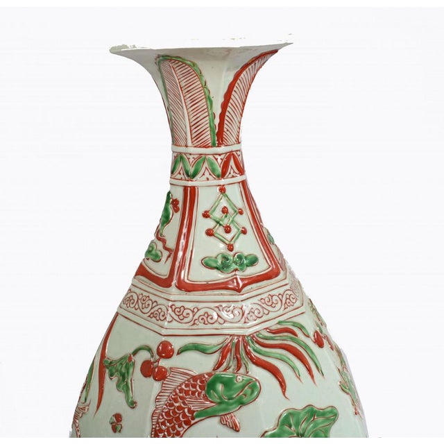 Ceramic Chinese Qing Ceramic Fish Bowls Vases, Set of 2 For Sale - Image 7 of 12