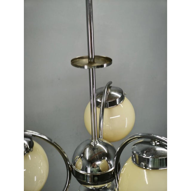 Silver Art Deco Champagne Glass Chandelier, Former Czechoslovakia, 1930s For Sale - Image 8 of 14