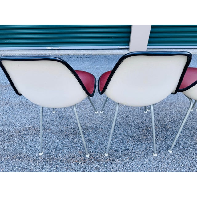 Plastic Vintage 1970s Herman Miller Shell Chairs With Alexander Girard Style Naugahyde, Set of 4 For Sale - Image 7 of 12