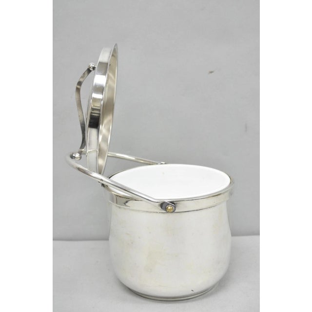 Gorham Mid 20th Century Gorham Yc141 Mid Century Modern Silver Plated Reticulating Hinge Ice Bucket For Sale - Image 4 of 16