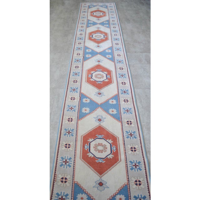 Beige 1980s Hand Knotted Runner Rug Extra Long Hallway Rug Kitchen Decor For Sale - Image 8 of 13