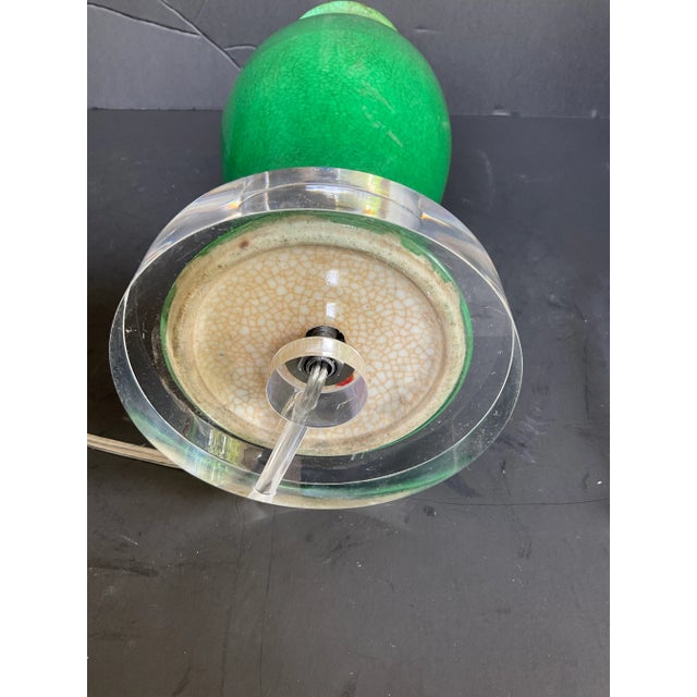 Antique Chinese Green Porcelain Vase Lamp For Sale - Image 10 of 12