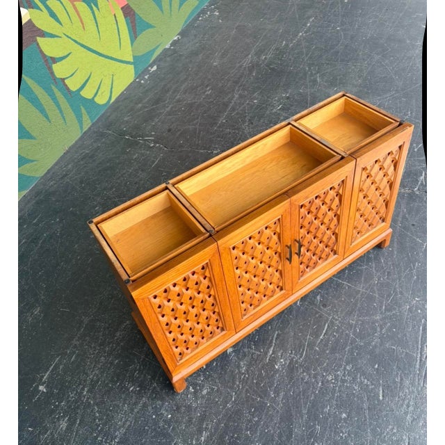 Wood Mid Century Heritage Slate Top Petite Credenza W Reversible Door Panels For Sale - Image 7 of 17