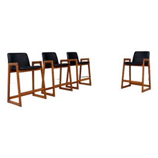 1960s Danish Modern Teak Barstool Set of 4 For Sale