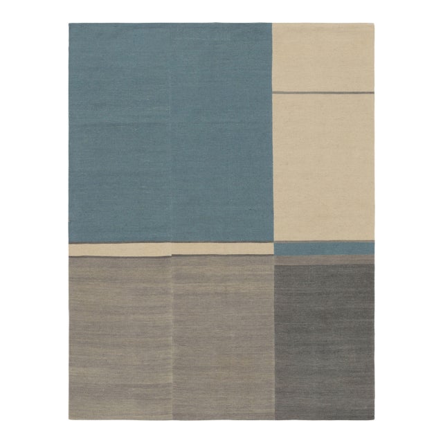 Rug & Kilim’s Contemporary Kilim in Beige, Blue and Gray Tones For Sale