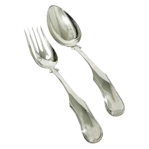 Dutch Silver Lettuce Place Setting by J. H. Eversbag & D. Van Outvoorst, 1884/86, Set of 2