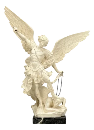 Statue of Saint Michael the Archangel, Composite, Marble Base, Italy, 20th C.