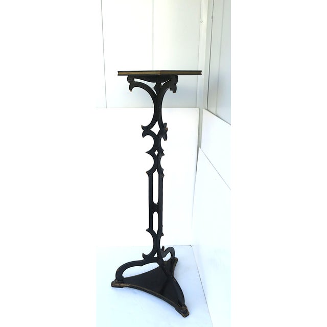 Paint Victorian Black Lacquer Column Pedestal Plant Stand, Tall For Sale - Image 7 of 12