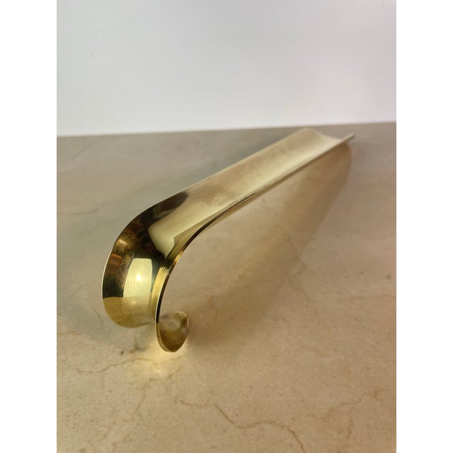 Mid-Century Modern Vintage Minimalist Solid Brass Long-Handled Shoehorn For Sale - Image 3 of 9