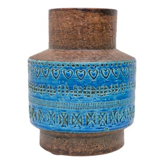 Vintage Rimini Blue Ceramic Vase by Aldo Londi for Bitossi, Italy, 1960s For Sale