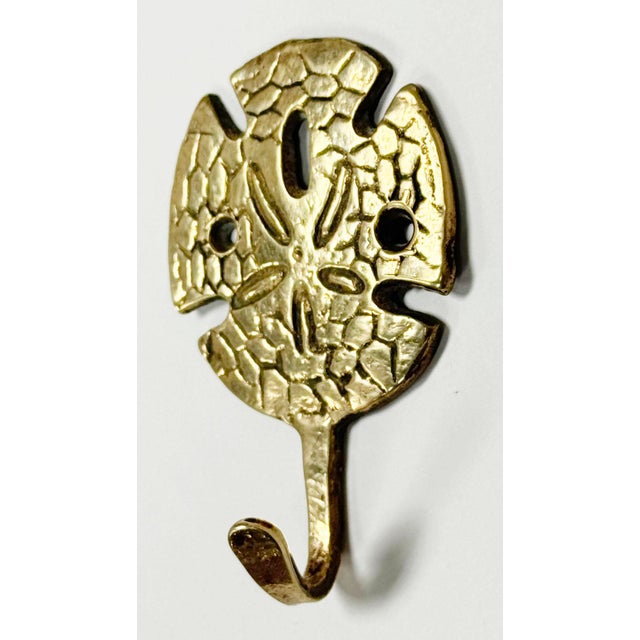 Figurative Vintage Brass Sand Dollar Wall Hook For Sale - Image 3 of 4