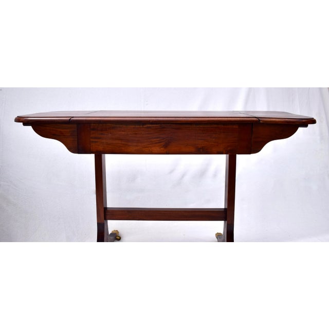 Early 20th Century Regency Mahogany Sofa Table With Drop Sides and Brass Castors For Sale - Image 11 of 13